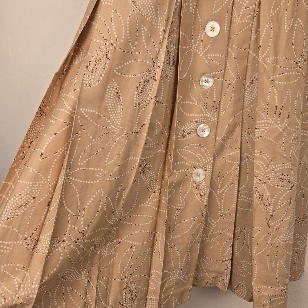 VTG 1950’s Style Liz Claiborne Fit N Flare Cotton Dress Size 4 Tan Floral 90's - Picture 4 of 9